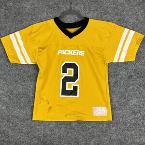 Bob's Jersey T-Shirt Mens Medium Yellow Packers Football Mesh Tee Flawed Stains
